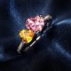 High Quality Pink Peach Heart Simulation Diamond Claw Set Zircon Female Novel Ring Drop Diamond Separation
