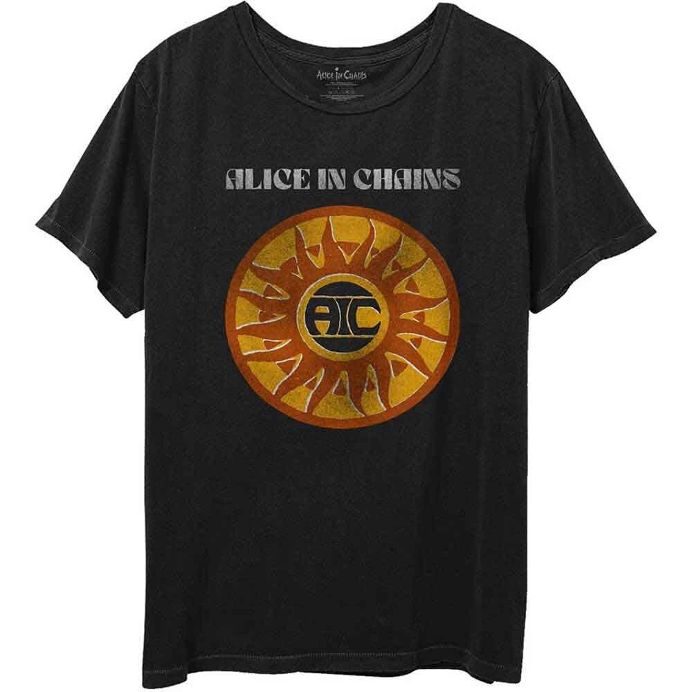 Alice In Chains Circle Sun Vintage T-Shirt Black New