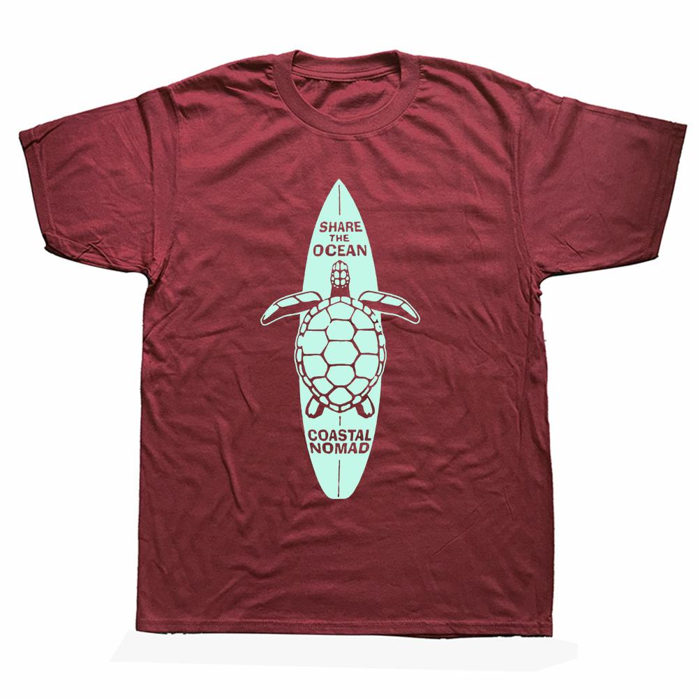 Забавная футболка прибрежного кочевника SUP Surf Paddle Board Surfing Ocean Sea Turtle с коротким рукавом, подарки на день рождения, летняя стильная футболка унисекс