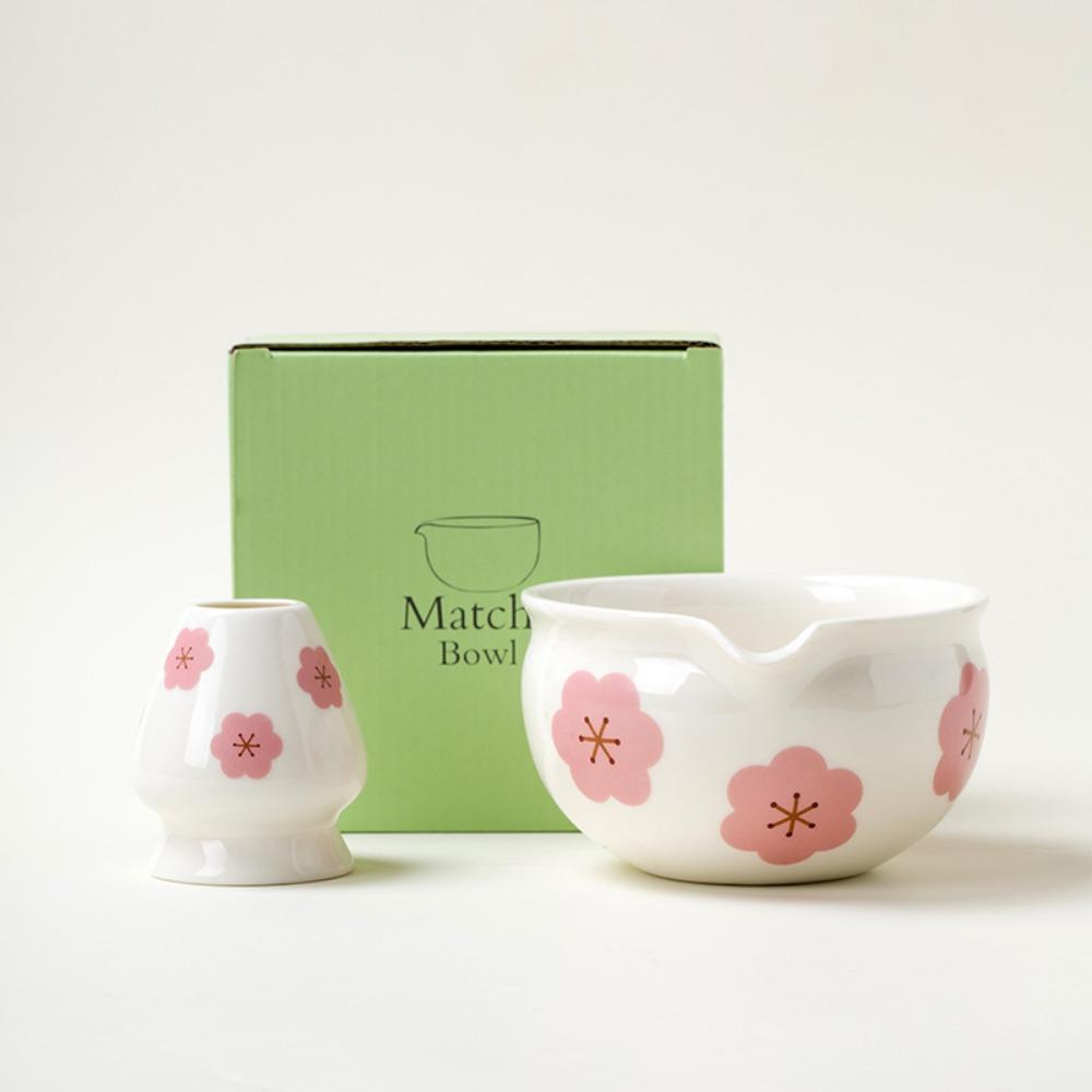 2PCS Tea Art Ceramic Matcha Bowl Chasen Holder Tea Making Tools Gifts Tea Brush Stand