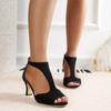 Fashion 2024 Versatile Fashionable Solid Color Women's Fish Mouth Sandals with Back Zipper Sexy Solid Color Comfortable High Heels