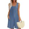 Womens Casual Sleeveless Jumpsuit Tank Top Jumpsuit Shorts Rompers With Pockets