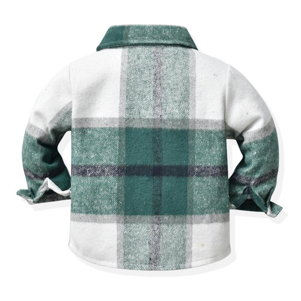 Детская клетчатая рубашка, весенне-осеннее пальто-рубашка с двумя карманами на груди