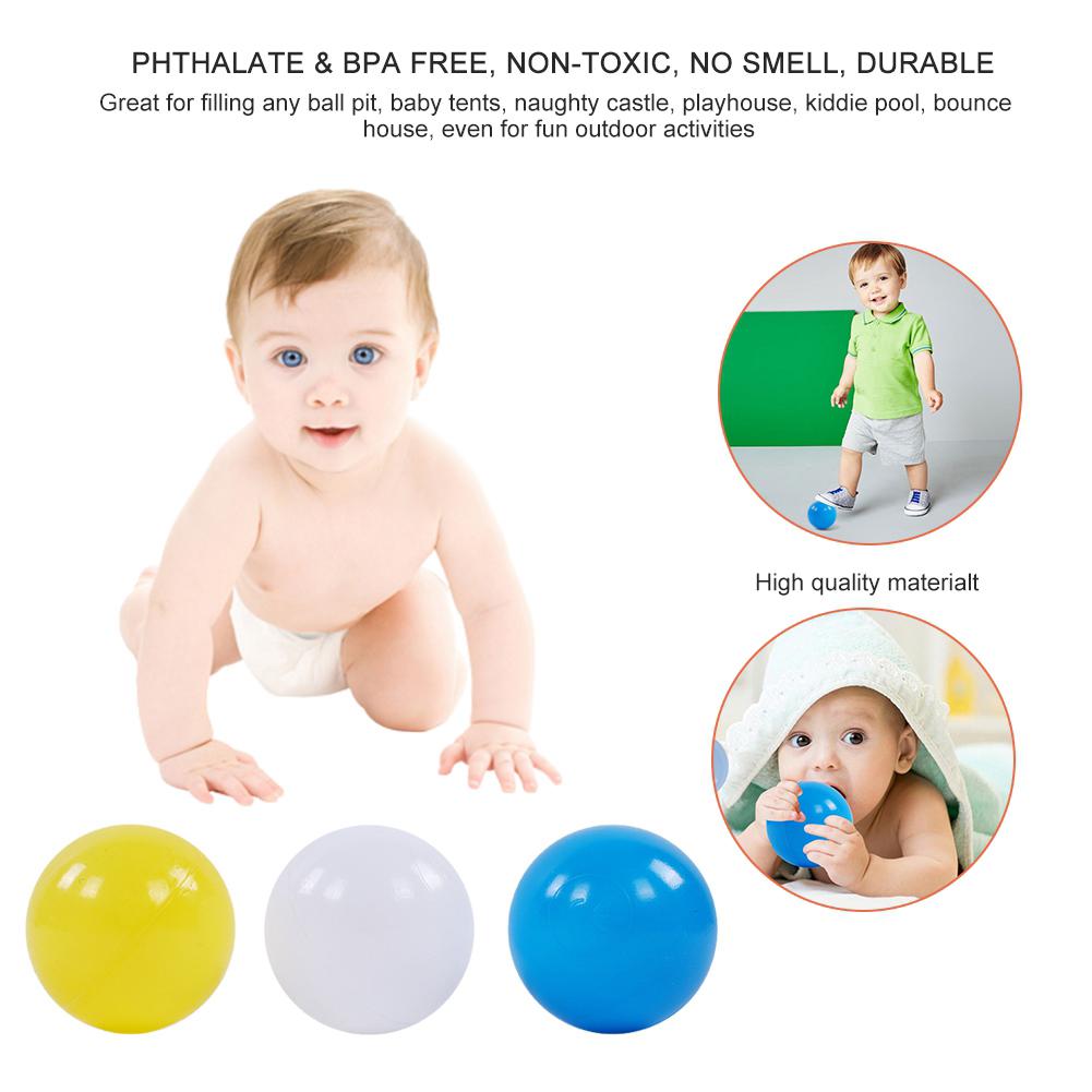 100 шт. белые, синие и желтые мягкие пластиковые многоразовые шарики для игр в океане, детские игрушки для детей
