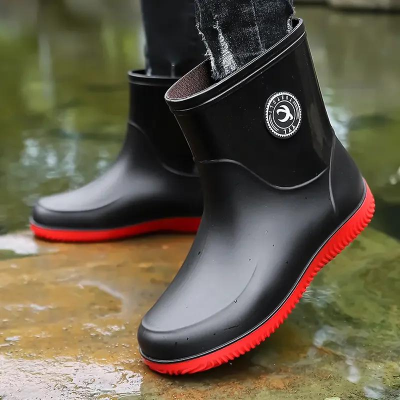 Rubber Rain Boot Fishing Shoes Casual Waterproof Comfortable Fashion Non-slip Strong Wear-resistant Trend Large Size 48