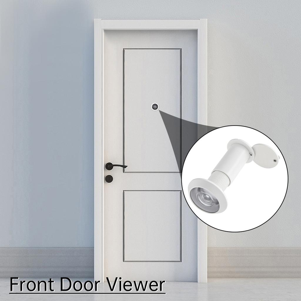 White Solid Brass 16mm Door Peephole 200 Degree View HD Lens Privacy Cover Universal 35-60mm Doors Heavy Duty