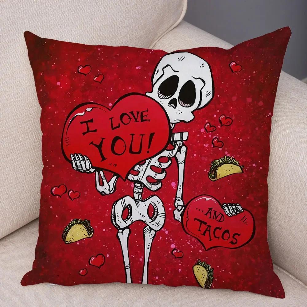 Милая мультяшная наволочка с красочным черепом, на подушку, для автомобиля, дивана, домашнего декора
