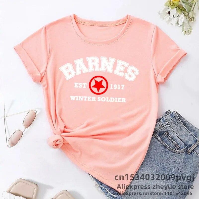 Barnes 1917 T Shirts Women Summer Vintage Winter Soldier Bucky Barnes Short Sleeve T-Shirt Women Short Sleeve Tee Shirts Unisex