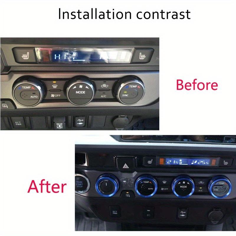 4 шт. Внутренняя крышка ручки-кнопки, совместимая с Toyota для Tacoma 2023-2016, 4WD, температура, кондиционер, AC, аудио CD, ручка, кольцо из алюминиевого сплава