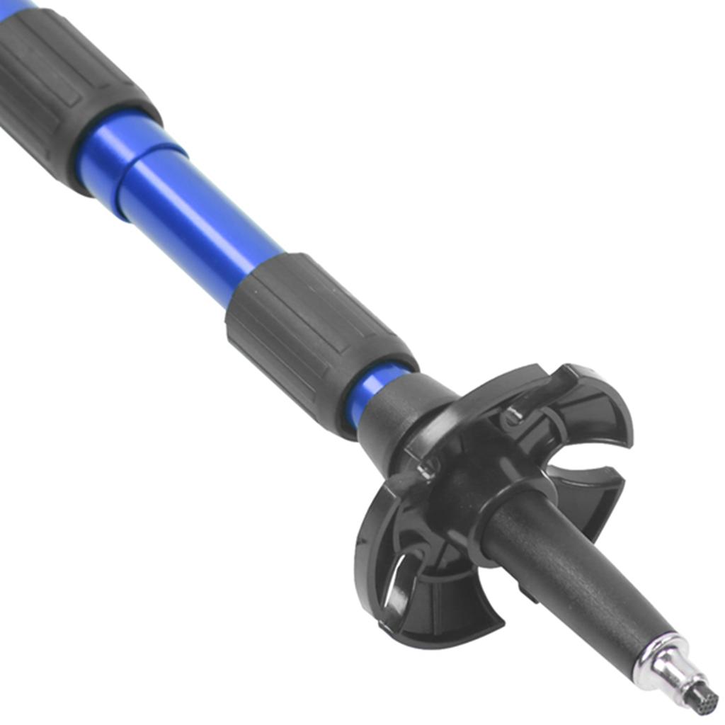 Three Sections Aluminium Alloy Alpenstock Flared Handle Damping Spring Telescopic Trekking Poleblue