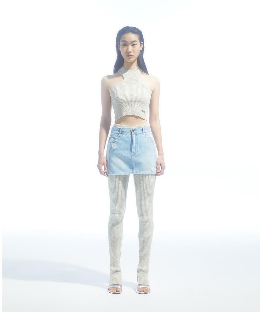 DRAE Cotton Color-Blend Knit Tank Top_Light Beige