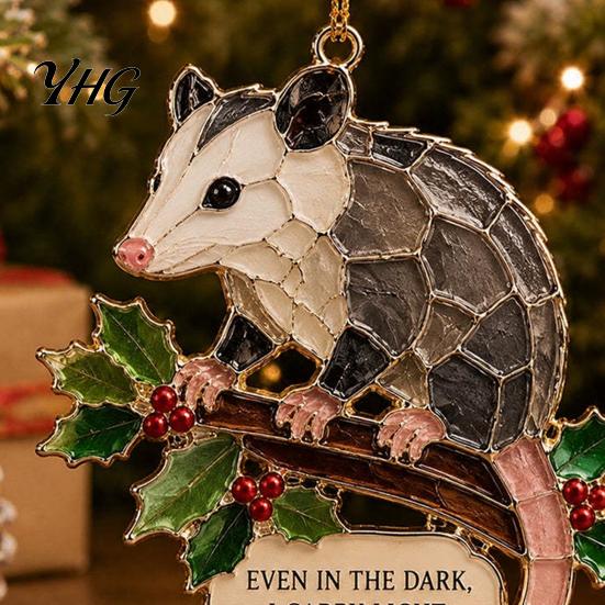 Indoor Outdoor Festive Party Supplies Faux Stained Glass Christmas Ornaments, 2D Hummingbird Dachshund Highland Cow Window Hanging Ornaments