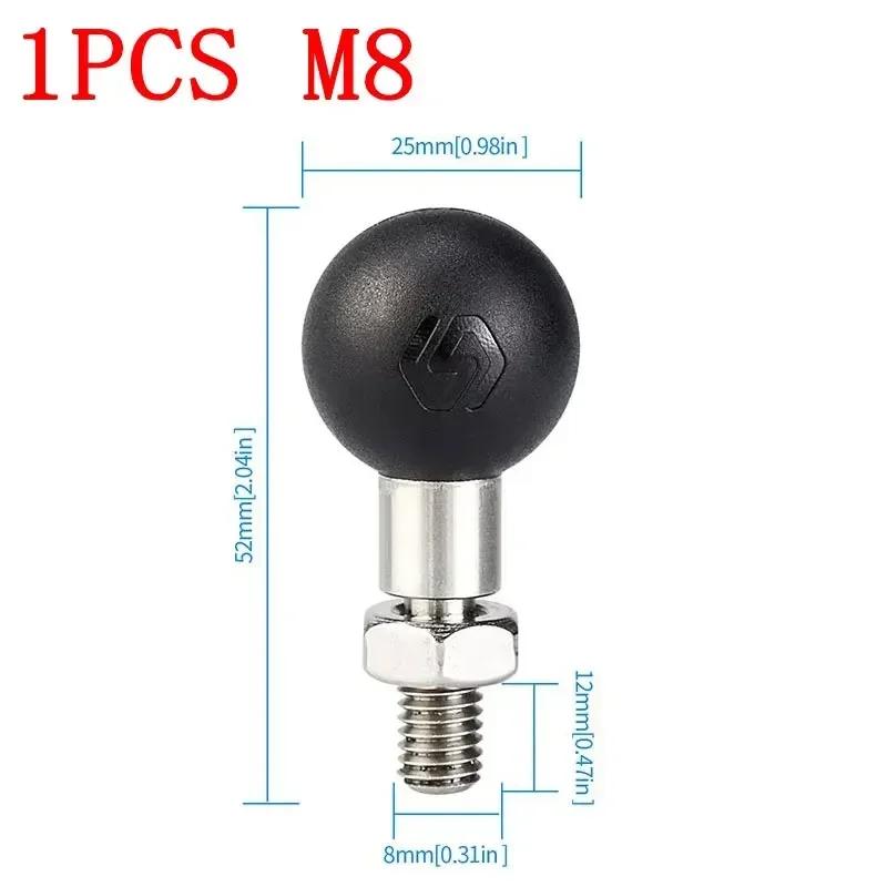 Motorcycle Handlebar Rail Mount M8 M10 Ball Mount Base Adapter 25mm Ball Head Screw On Mount for Action Camera Phone Holder