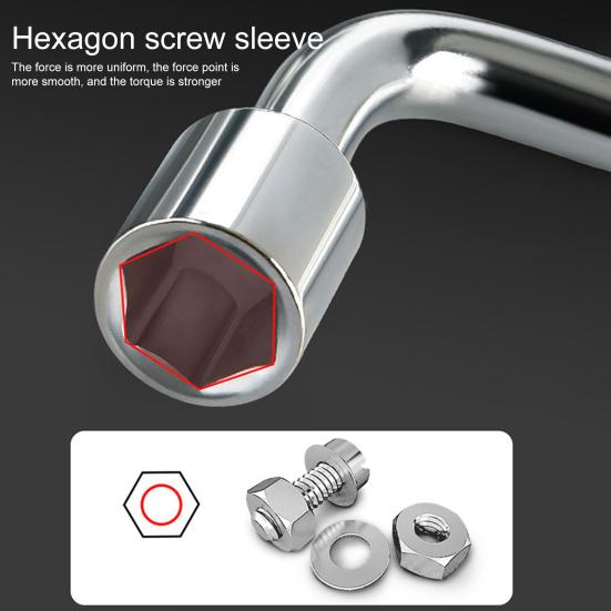 17/19/22/24 мм Шинный ключ с высоким крутящим моментом, нескользящий инструмент для снятия автомобильных шин, высокоуглеродистая сталь, 2-концевой торцевой ключ L-типа, шестигранный ключ, гаечный ключ, инструмент