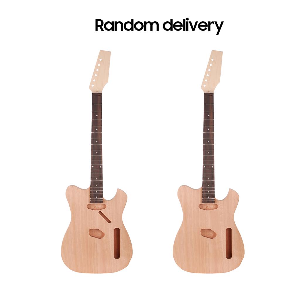 Незаконченная электрогитара DIY Kit Корпус из красного дерева, клен, гриф, накладка на гриф из палисандра