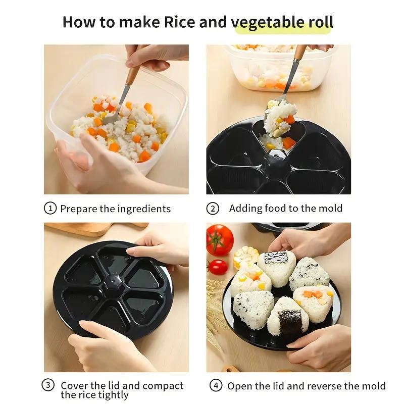 6 In 1 Triangle Rice Ball Sushi Lunch Box Japanese Sushi Mold for Making Seaweed Rice Roll Making Tool Mold
