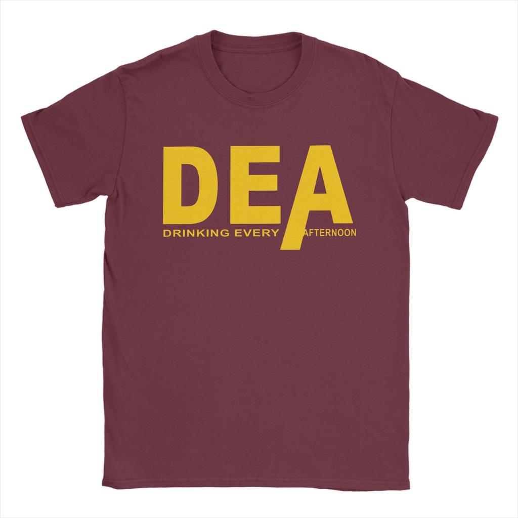 Vintage DEA Drinking Every Afternoon TShirts Unisex O Neck Cotton T Shirt Short Sleeve Tees Plus Size Clothing
