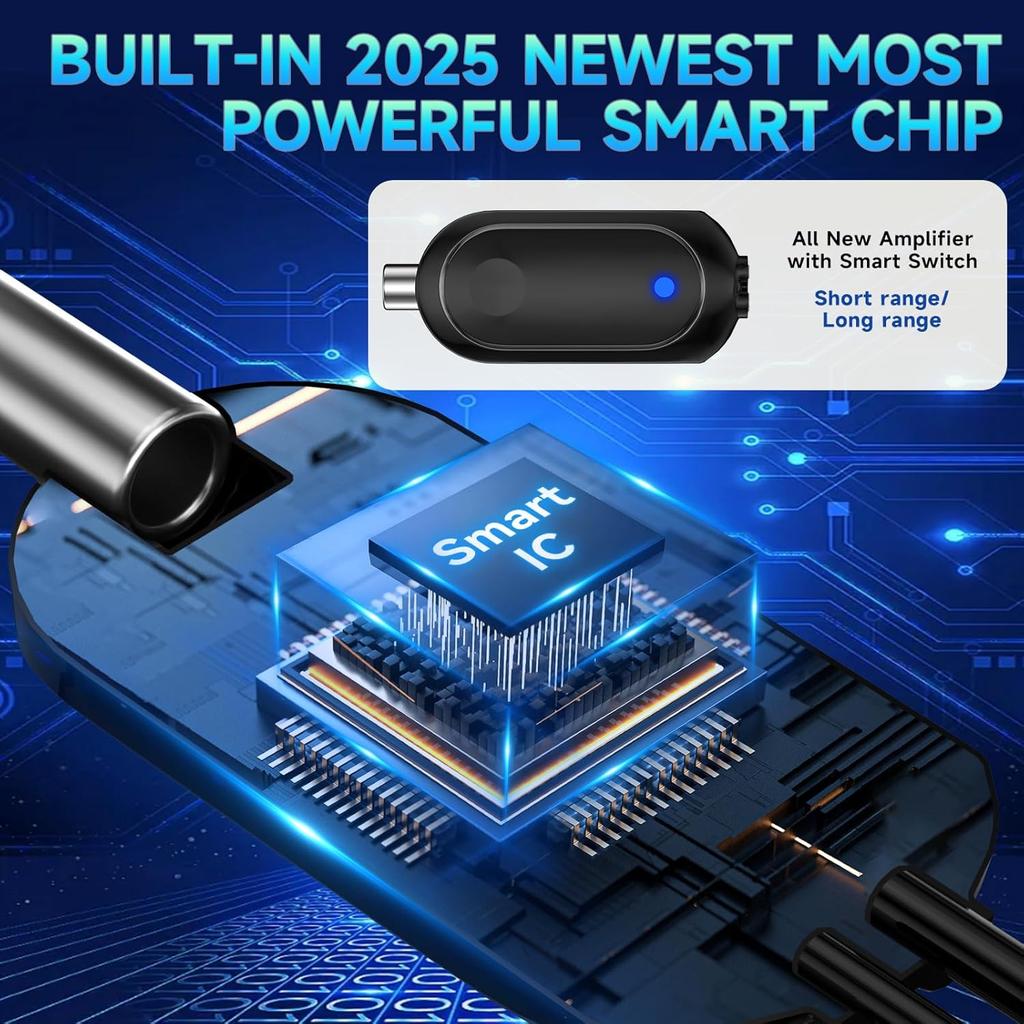 ТВ-антенна с дальностью приема более 2200 миль, обновленная цифровая антенна 2025 года для Smart TV и старых телевизоров, антенна HDTV для приема местных каналов в помещении и на улице с усилителем