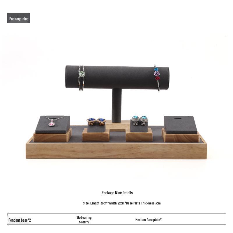 Деревянная подставка для украшений из массива дерева для серег, колец и ожерелий с нефритовым подносом