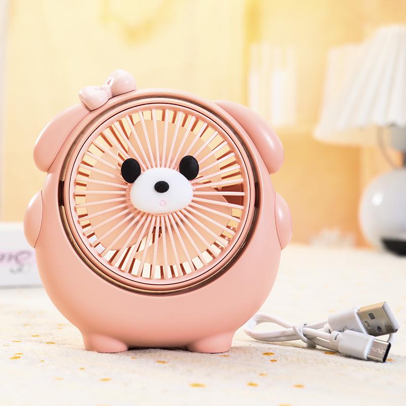 USB Rechargeable Puppy-Themed Fan, 3-Speed Adjustable, Ideal for Desktop and Bedside Use