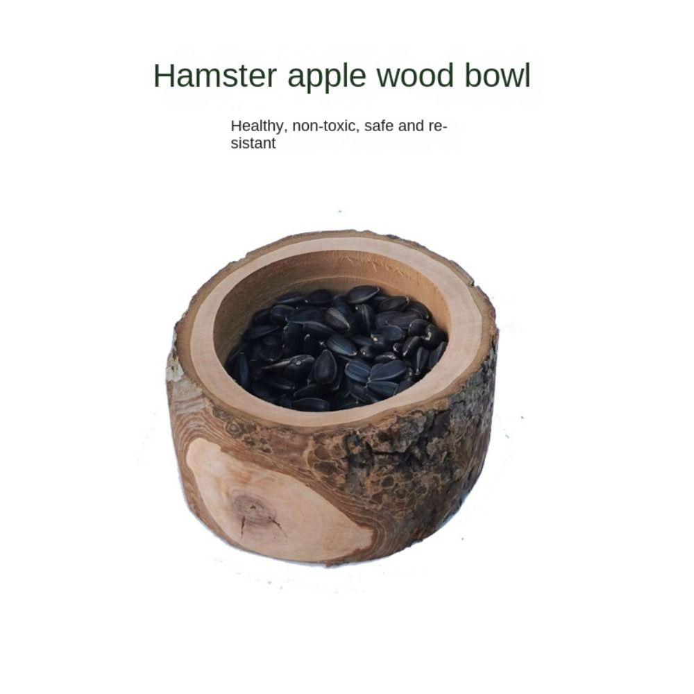 Прочная миска для корма из яблони, практичная миска для корма морских свинок, деревянная миска для корма хомяков