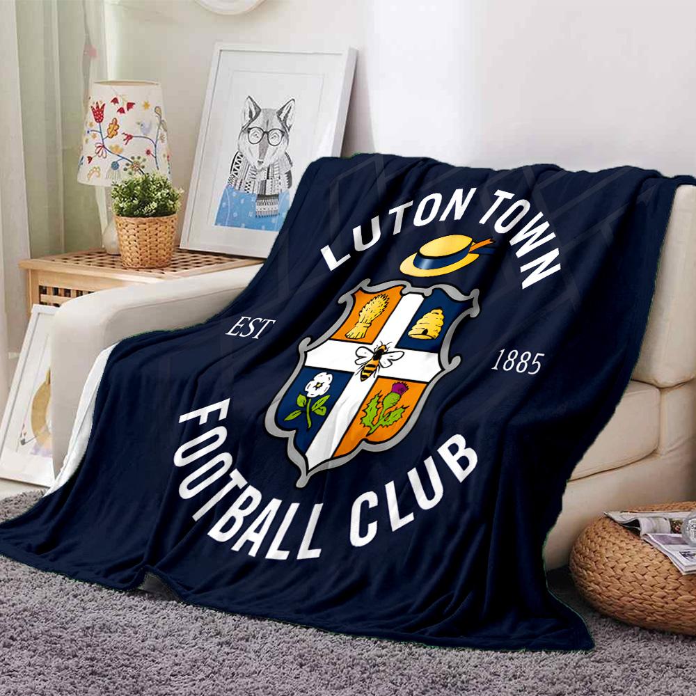 Luton Town Crest Flannel Blanket, Soft Polyester, Modern Design, All-Season for Camping, Travel, Gifts for holidays or birthdays