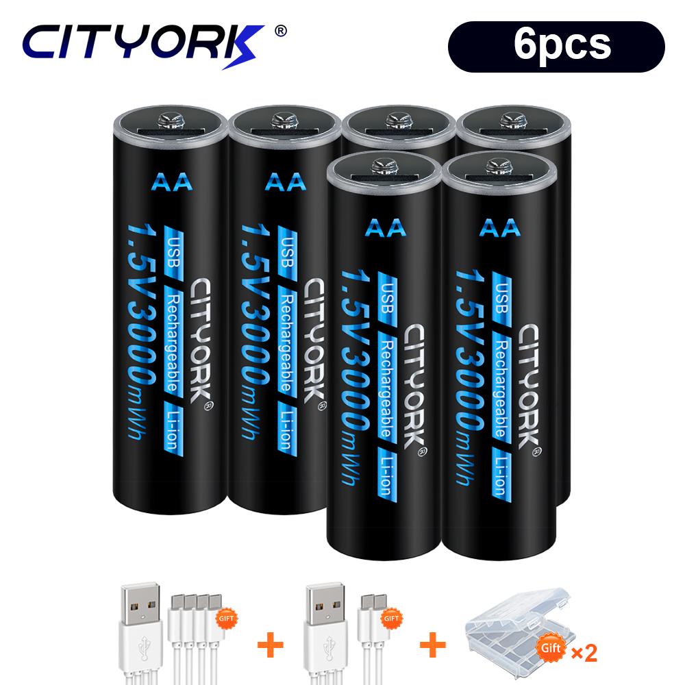Литий-ионная батарея AA 1,5 В, 3000 мВтч, USB Литиевая аккумуляторная батарея AA, литий-полимерная батарея AA с USB-кабелем для мыши с дистанционным управлением