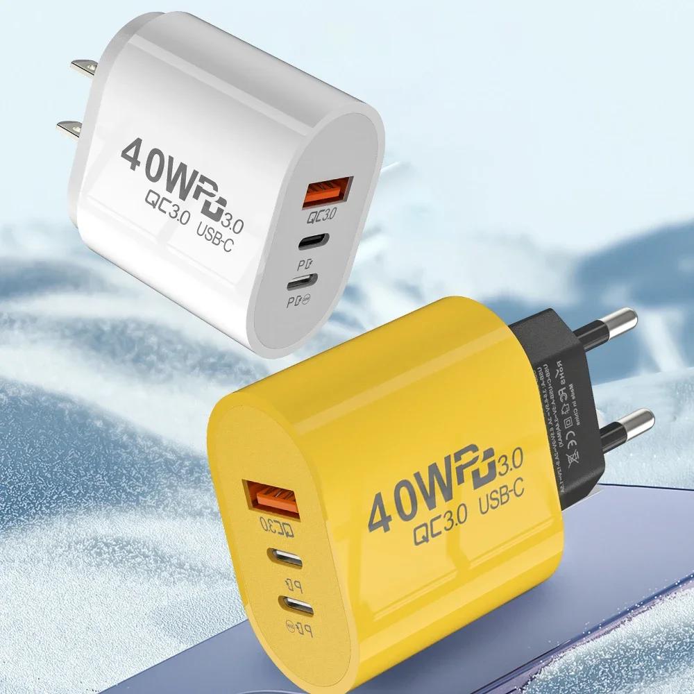 EU/US Plug 40W USB Type C зарядное устройство Dual PD быстрая зарядка адаптер для iPhone Samsung Xiaomi Phone Quick Charge 3.0 зарядное устройство