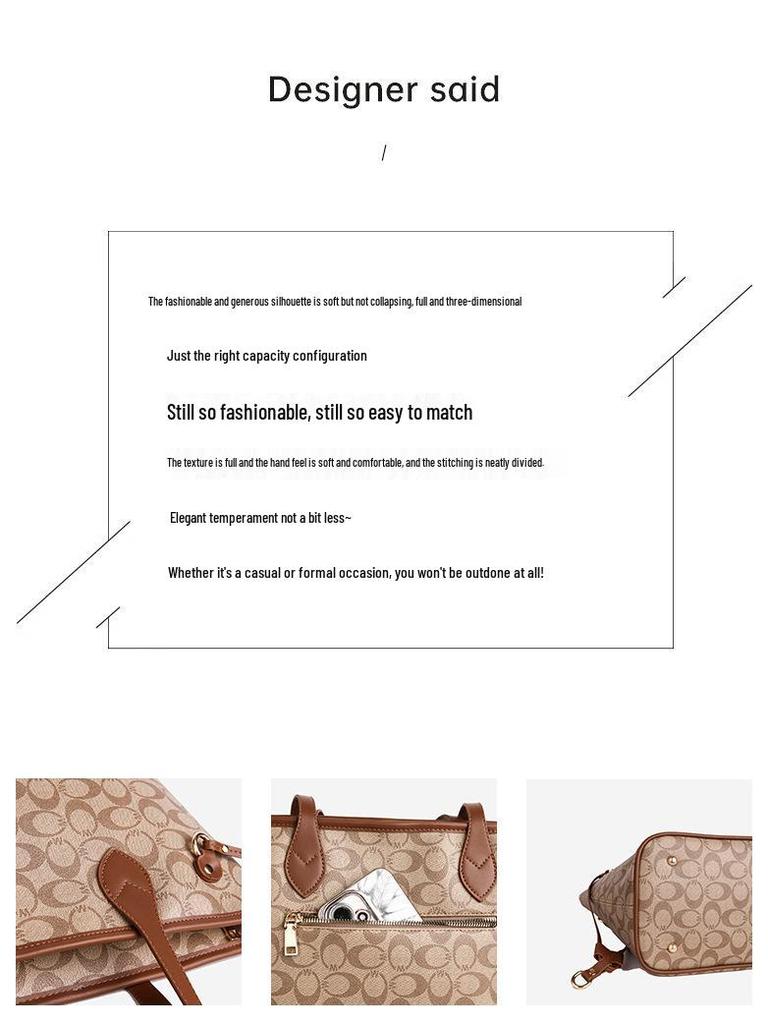 Women's Large Capacity Monogram Tote & Crossbody Handbag