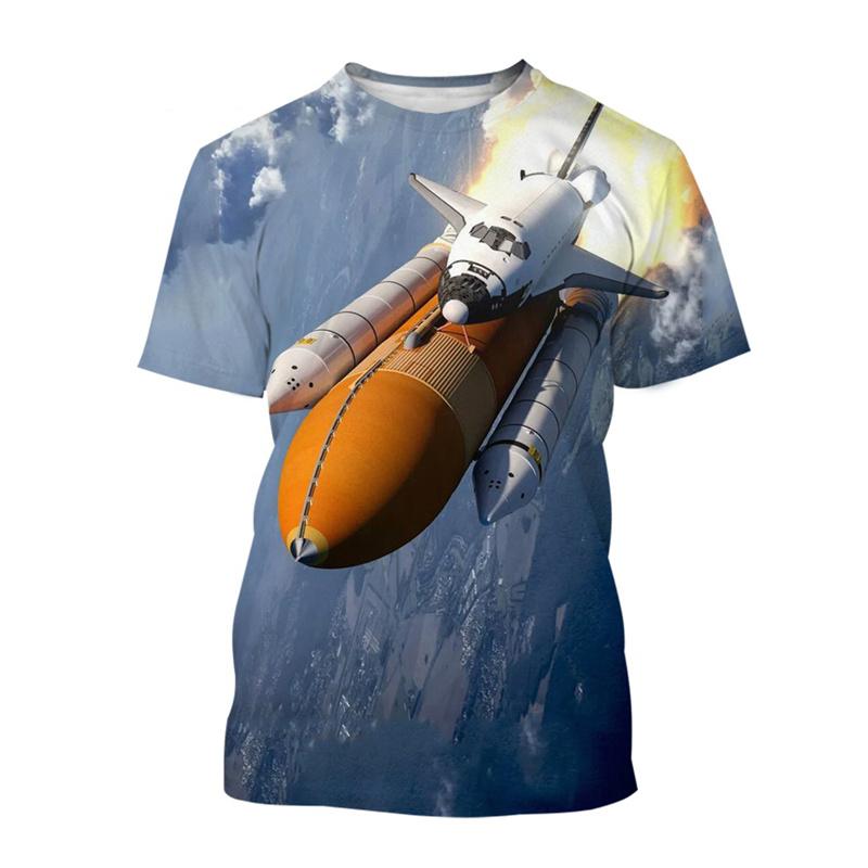Футболка с принтом космического челнока 3D для мужчин, футболка с графическим принтом ракеты и скафандра, летние уличные детские футболки с короткими рукавами