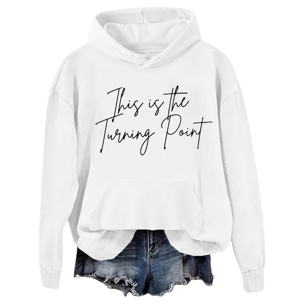 Ladies Fashion Casual Long Sleeve Printed Round Neck Hoodie Pullover Top