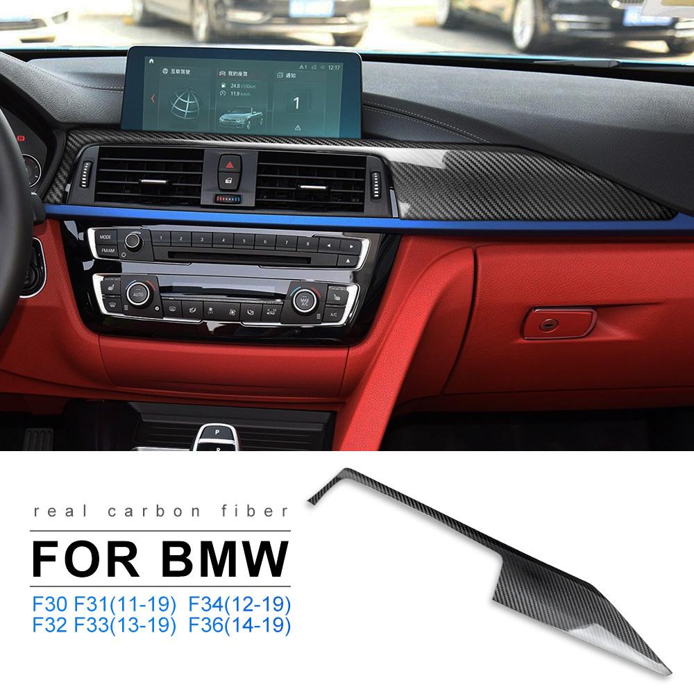 Отделка из углеродного волокна для BMW F30 F31 F32 F36, крышка панели центральной консоли и приборной панели автомобиля, защитная наклейка, аксессуары для интерьера автомобиля