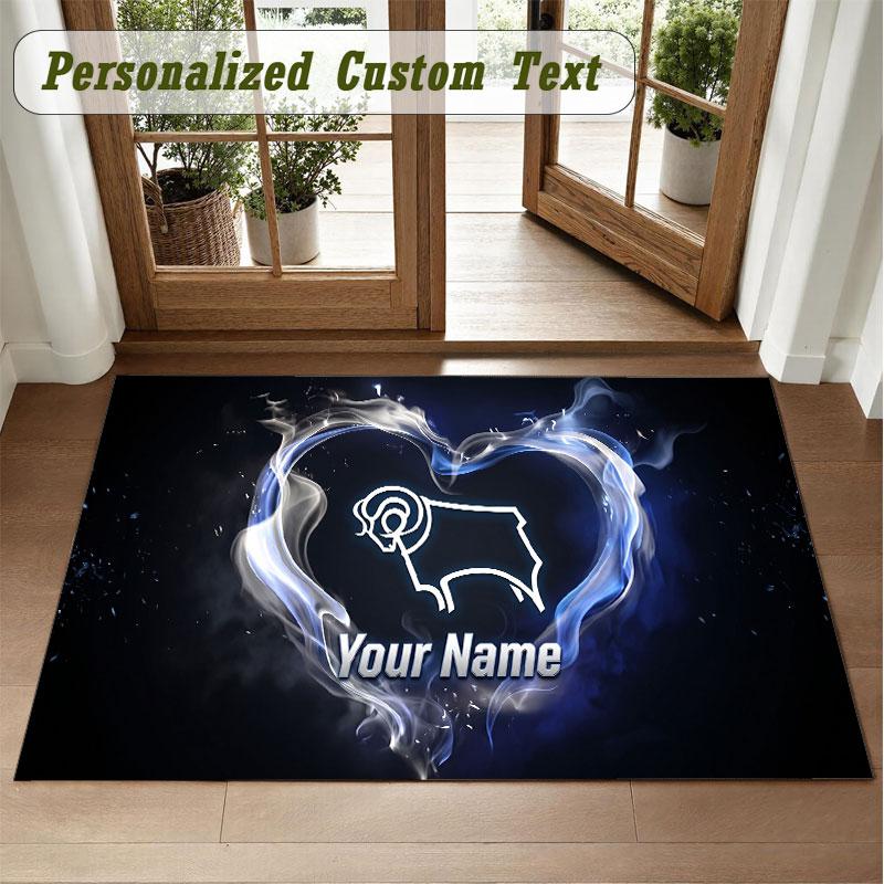 Crystal Velvet Square Rug Custom NameDerby County Pattern Non Slip Home Floor Decor Rug