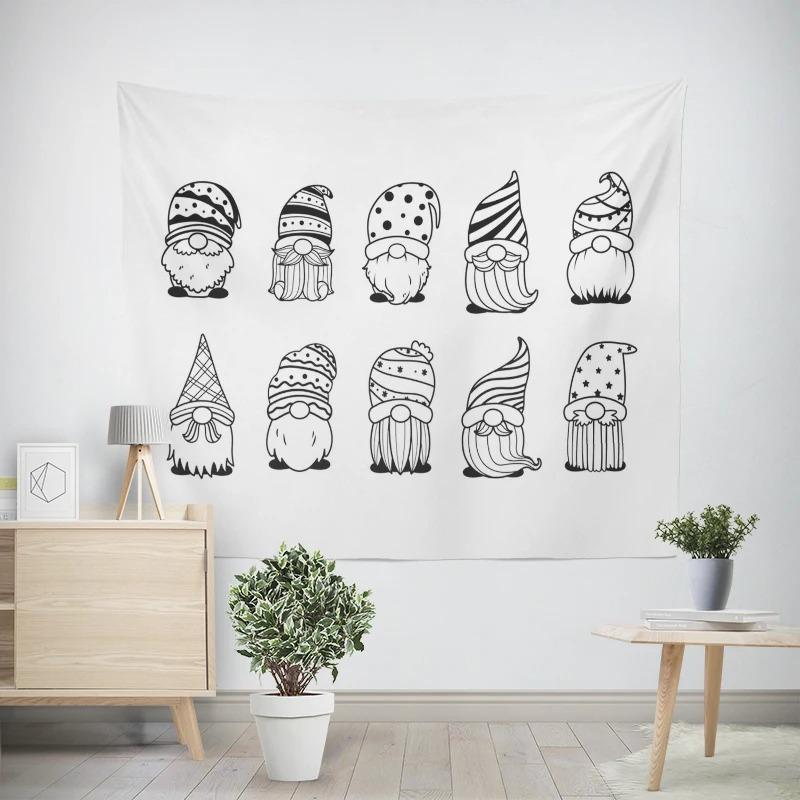 Рождественский новогодний узор с изображением гнома-гнома для гостиной и спальни, декоративный гобелен