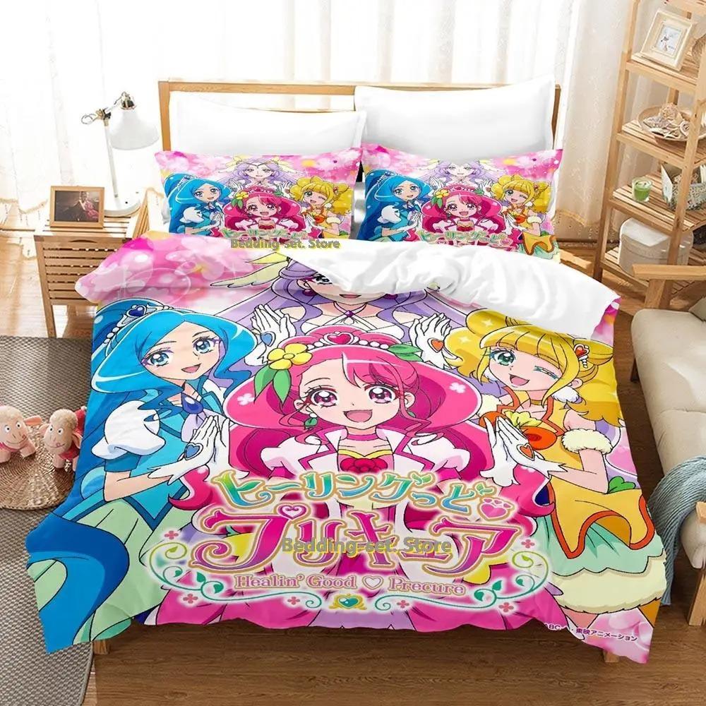 Новый комплект постельного белья Pretty Cure Односпальный Полуторный Двуспальный Queen King Размер Аниме Пододеяльник для Взрослой Детской Спальни Декор