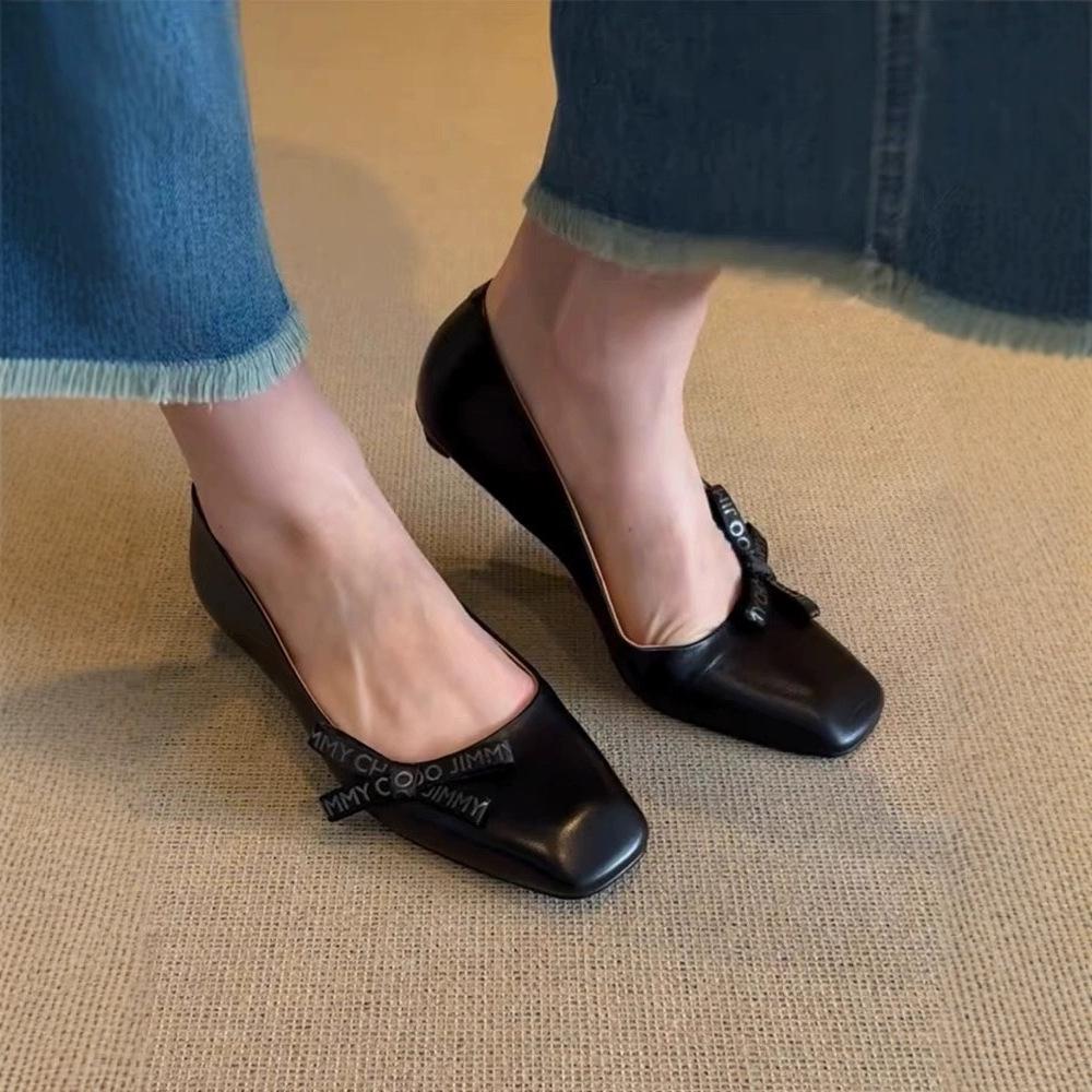 Версия из овчины~ Модные и милые туфли Мэри Джейн с бантом, женские туфли на плоской подошве с маленьким квадратным носком, туфли-лодочки в стиле милой сестры