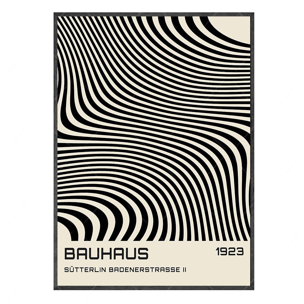 Bauhaus 1923 Абстрактная выставка Плакат Обои Печать Черный линейный настенный рисунок Холст Картина Современная галерея Офис Декор Печать
