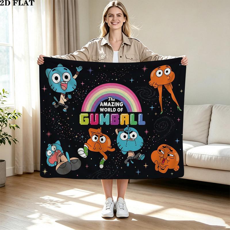 The Amazing World of Gumball Print Flannel Blanket High Quality Warm Comfortable Cover for All Seasons Perfect for Gifts Home Decor