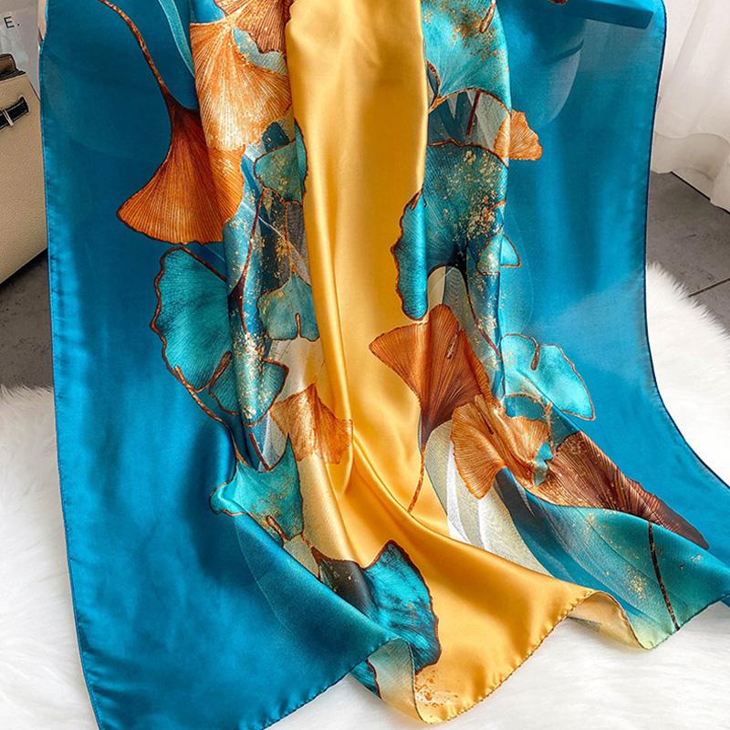 Printed Silk Scarf Women Warm Long Shawl Scarves