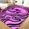 Psychedelic Skull Area Carpet, Crystal Velvet, Non-slip, Rectangular, Purple, for Bedroom, Porch, Interior Decoration Carpet