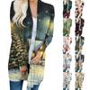 Women's Fashion Casual Christmas Tree Printed Mid-Length Cardigan Jacket