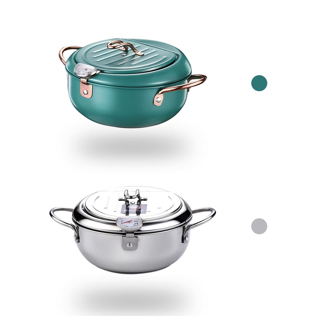 Фритюрница в японском стиле из нержавеющей стали с термометром и подставкой для слива масла