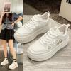 Women's 2024 Spring White Panda Platform Sneakers - Lightweight, Thick-Soled, All-Match Casual Sports Style