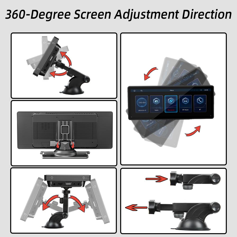 HIPPBQCC Автомагнитола 10.26" CarPlay Android Auto Мультимедийный Видеоплеер 2.5D IPS Сенсорный Экран С BT AUX Входом Для Камеры Заднего Вида