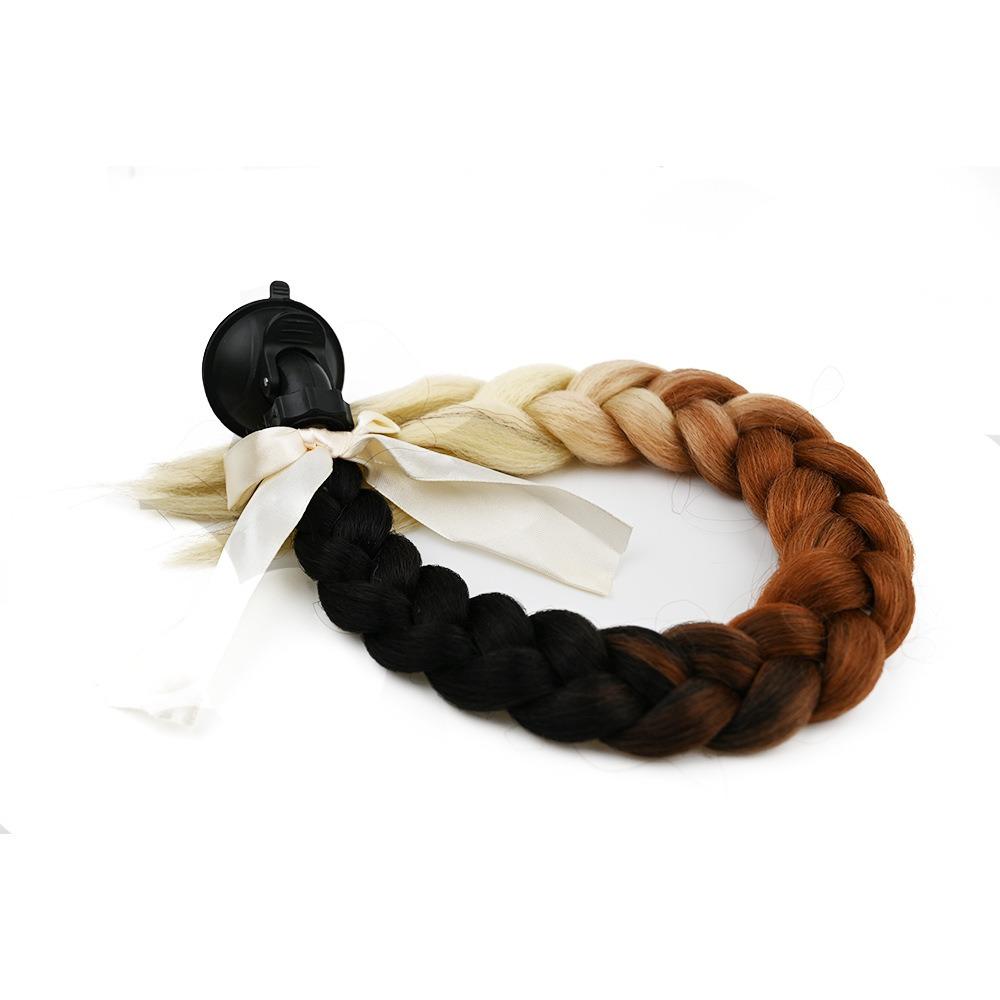 with Suction Cup Synthetic Helmet Pigtails Motorcycle Helmet Braids Wig  for Moto Cycling Skiing