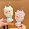 Милый стакан для мороженого с кошкой, креативная керамическая кружка с крышкой и соломинкой, стакан для воды в подарок на день рождения для девочки