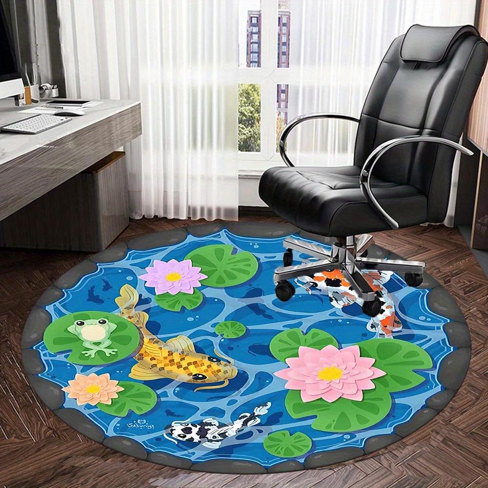 Fish In The Pond Round Rug Suitable For Office Reception Decorative Carpet Office Chair Protection Carpet And Also Suitable For Gifts To Relatives And