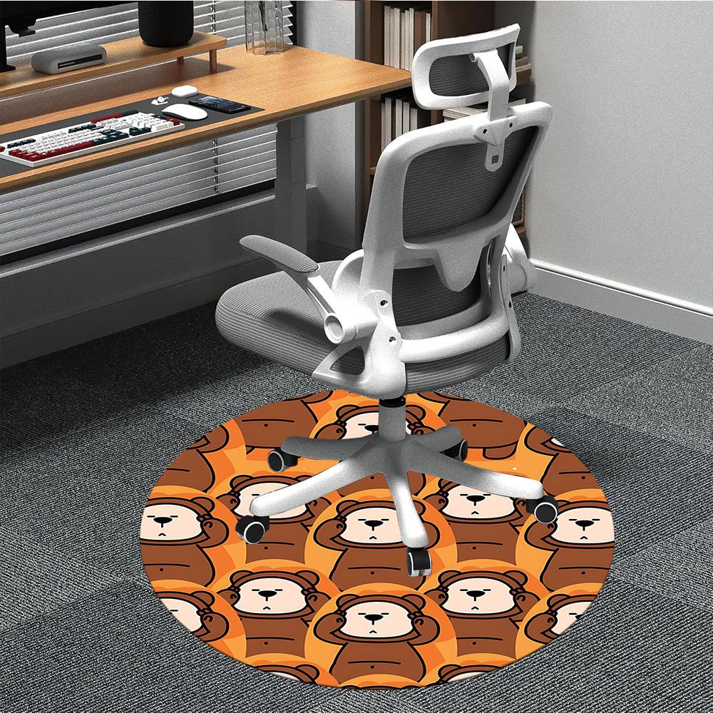 1PC Teddy Bear Print Chair Carpet for Office, Indoor Non-Slip Washable Carpet, Soft Comfortable Mat For Office Room yy250930089