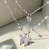 Double Layer Butterfly Necklace for Women - Elegant -Accented Chain Jewelry, Minimalist Lightweight Design for Everyday & Party Wear