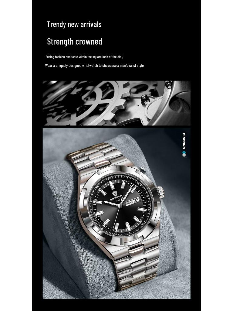 Мужские многофункциональные водонепроницаемые часы BINBOND со светонакопителем